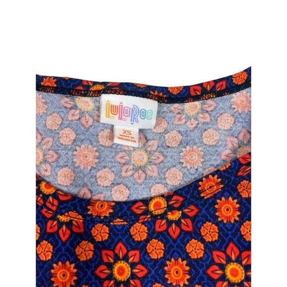Lularoe Julia Women's Long Navy Blue & Orange Design Dress - Picture 5 of 6